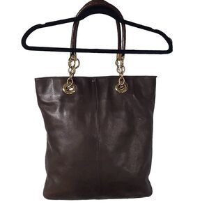 Cynthia Rowley leather shoulder bag large brown gold tone hardware
